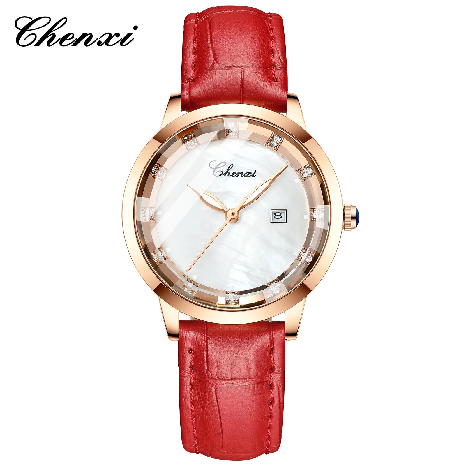 CHENXI 317 Women's Quartz Watch Fashion Diamond studded Luminous Calendar Leisure Belt Wristwatch for Ladies