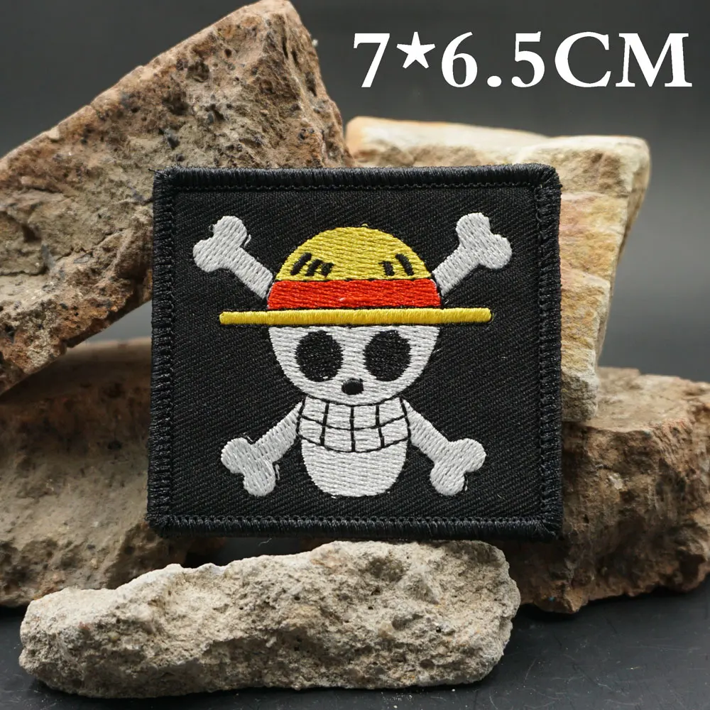 Parches bordados de bandera de Calavera, apliques de etiqueta de costura, banda de motorista punk, insignias de ropa de Rock con respaldo de gancho o coser