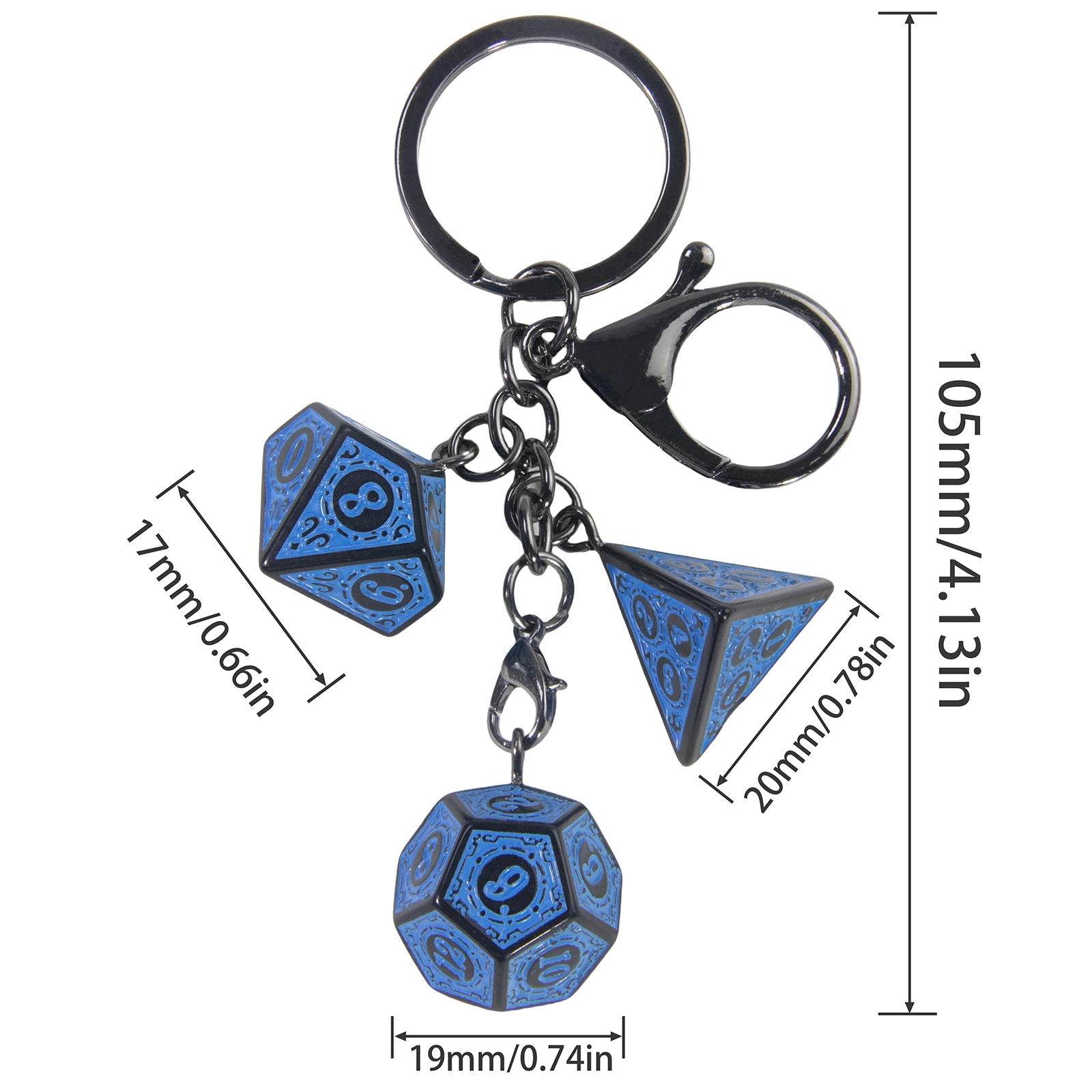 Unique DND Dice Keyring 3D Dice Fashion Keychain - Perfect Bag Pendant or Key Holder