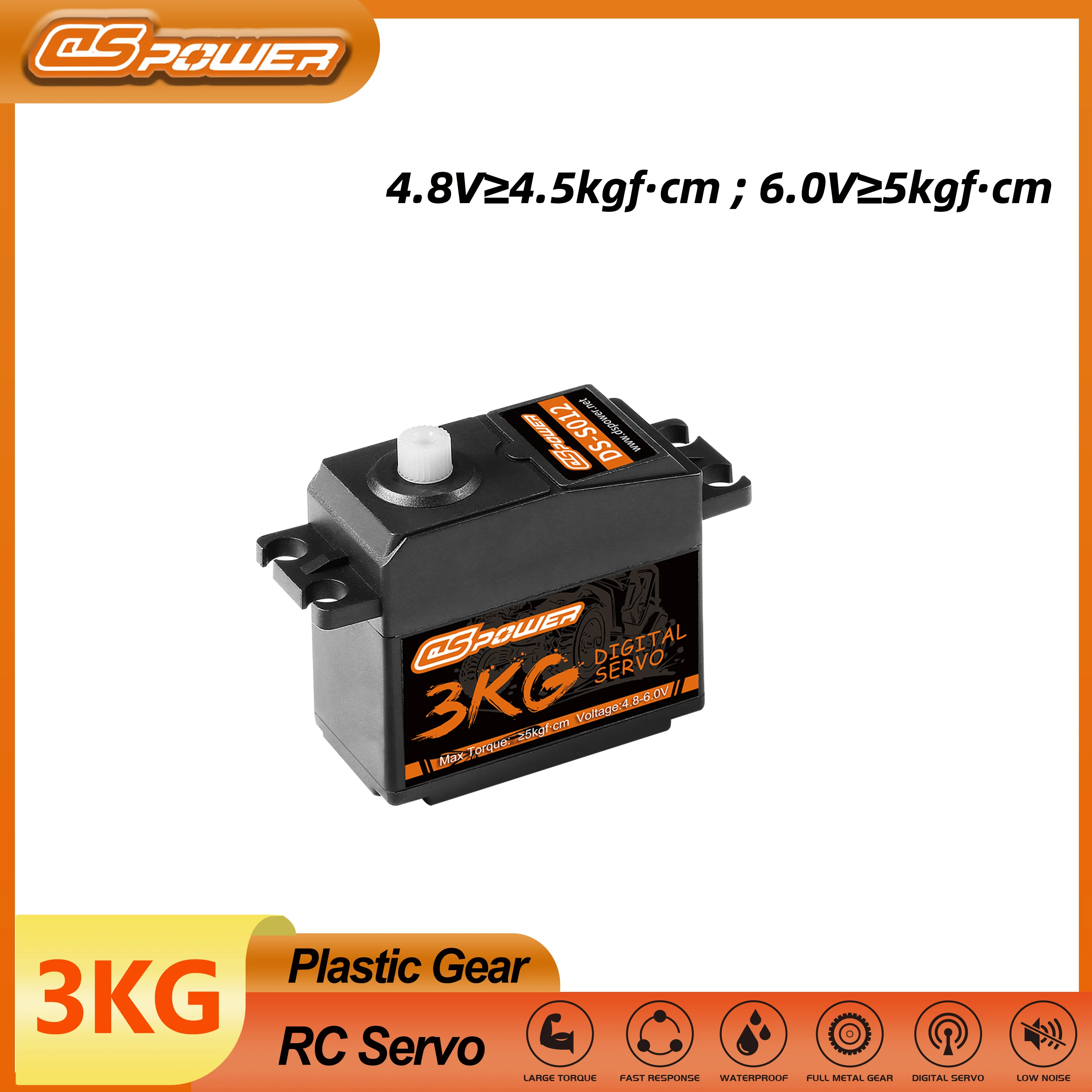 

DSpower 3KG Digital Servo Motor Waterproof 4.8~6.0V 5kg Large Torque for 1/10 1/12 RC Car Plane Wltoys HSP Mn99s TRX4 Scx10