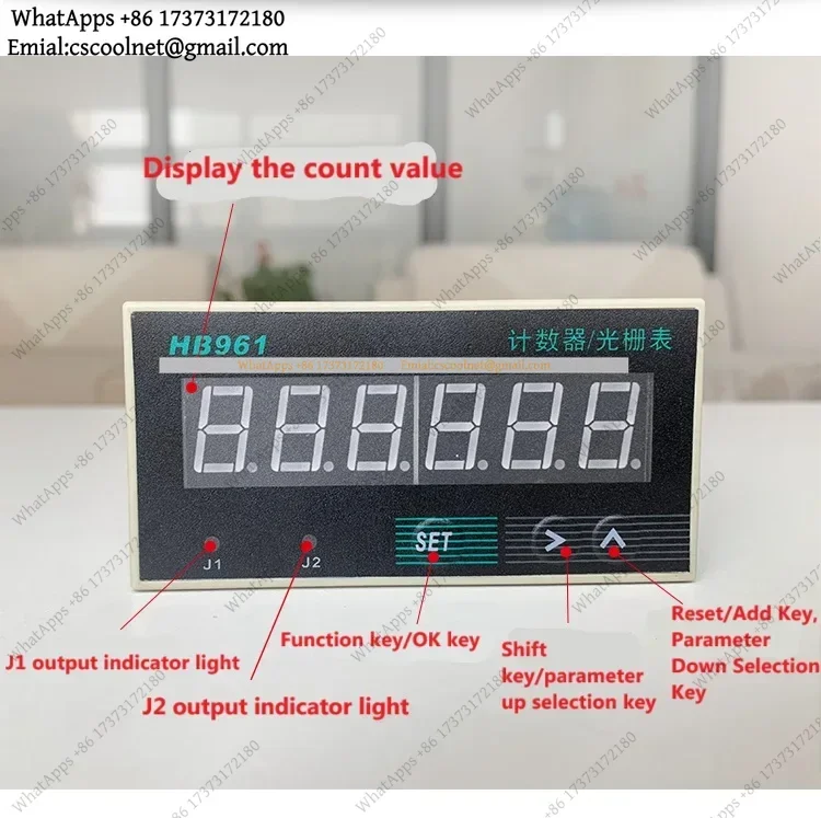 YX2 HB961 Electronic 6-digit Digital Display Intelligent Reversible Counter Meter Raster Table 2 Group Output and HP961