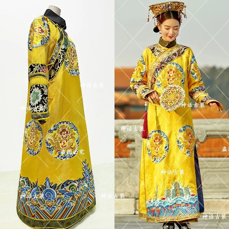 Qing Han women Qing Dynasty Clothing Hanfu Qipao Chinese Traditional Dress for Women Embroidered Long Cheongsam Mamianqun