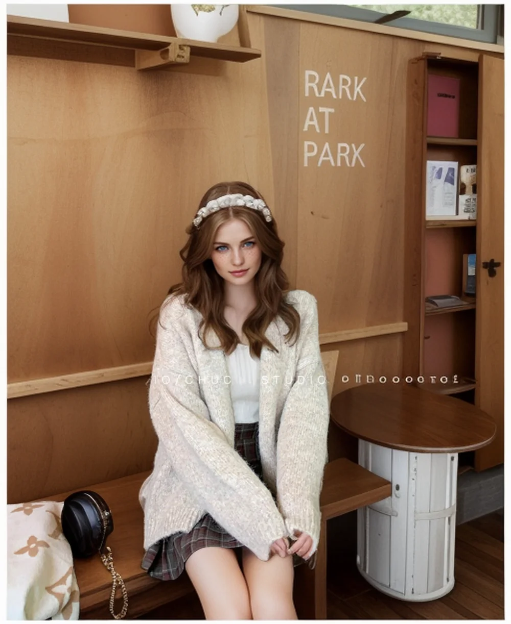 150 Little short knit Cardigan Femininity advanced sense lazy sweater coat xs tall short autumn winter