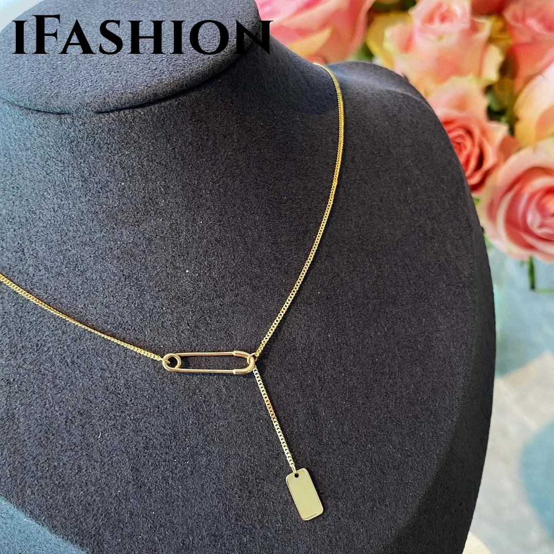 

IFASHION Necklace Chains Brooch Can Carved For Jewelry Making 18K Solid Yellow Real Gold Jewelry(AU750)Women Strong Gloss Gift