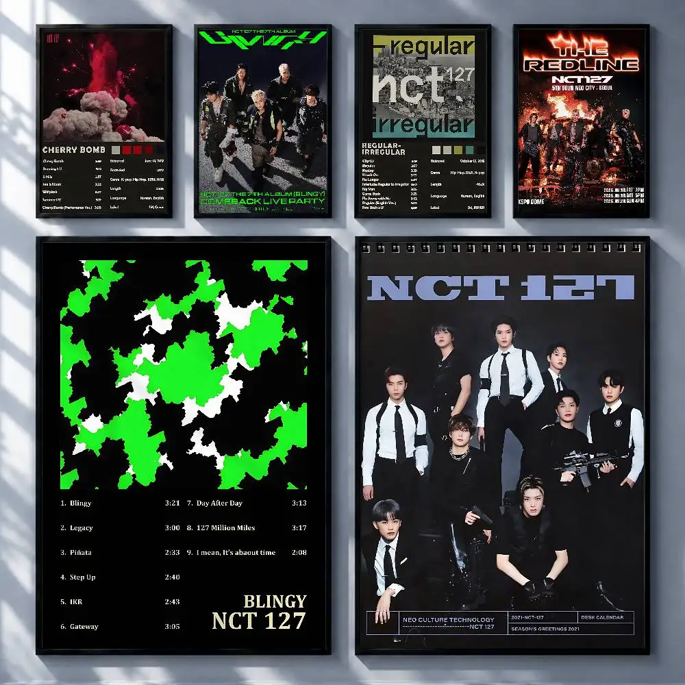 Trending K-Pop NCT 127 Posters Premium Self-Adhesive No Residue Wall Sticker for Home Office Bar Decor