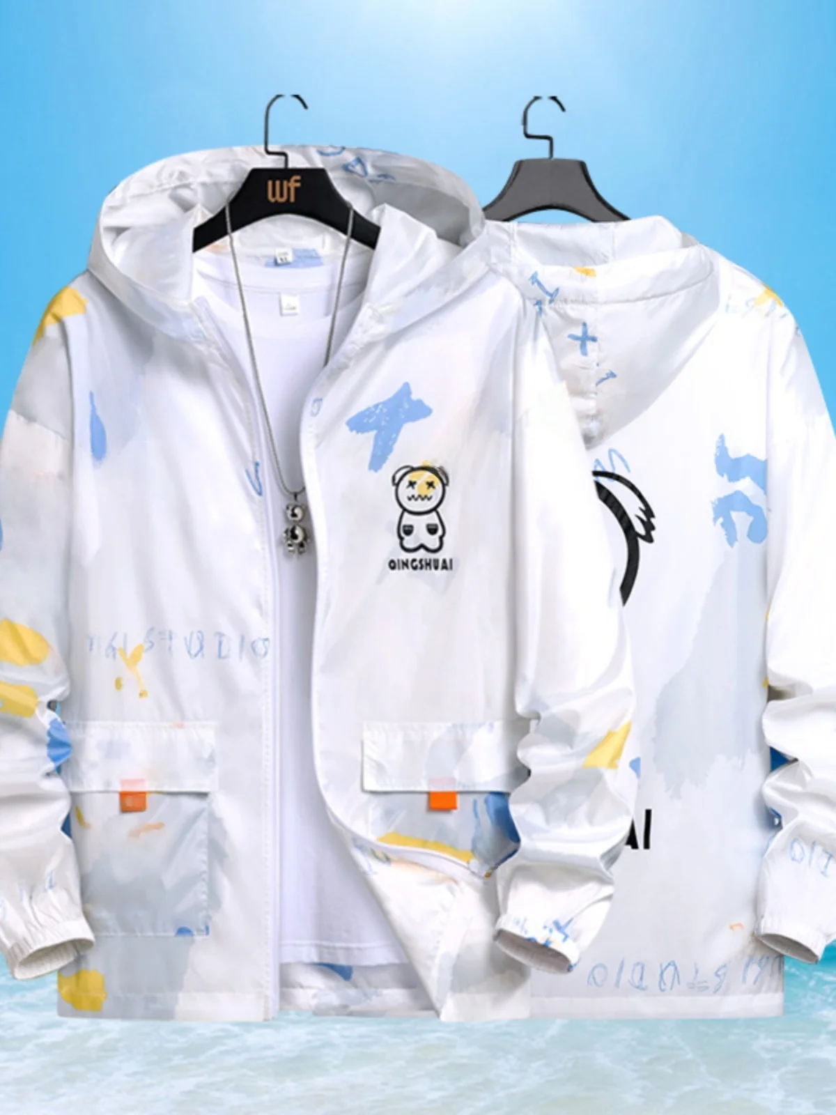 

Ice Silk Ultra-Thin Breathable Men's Summer New Outdoor Sun Protection Jaet Teenage Middle School Students Faionable Loos...