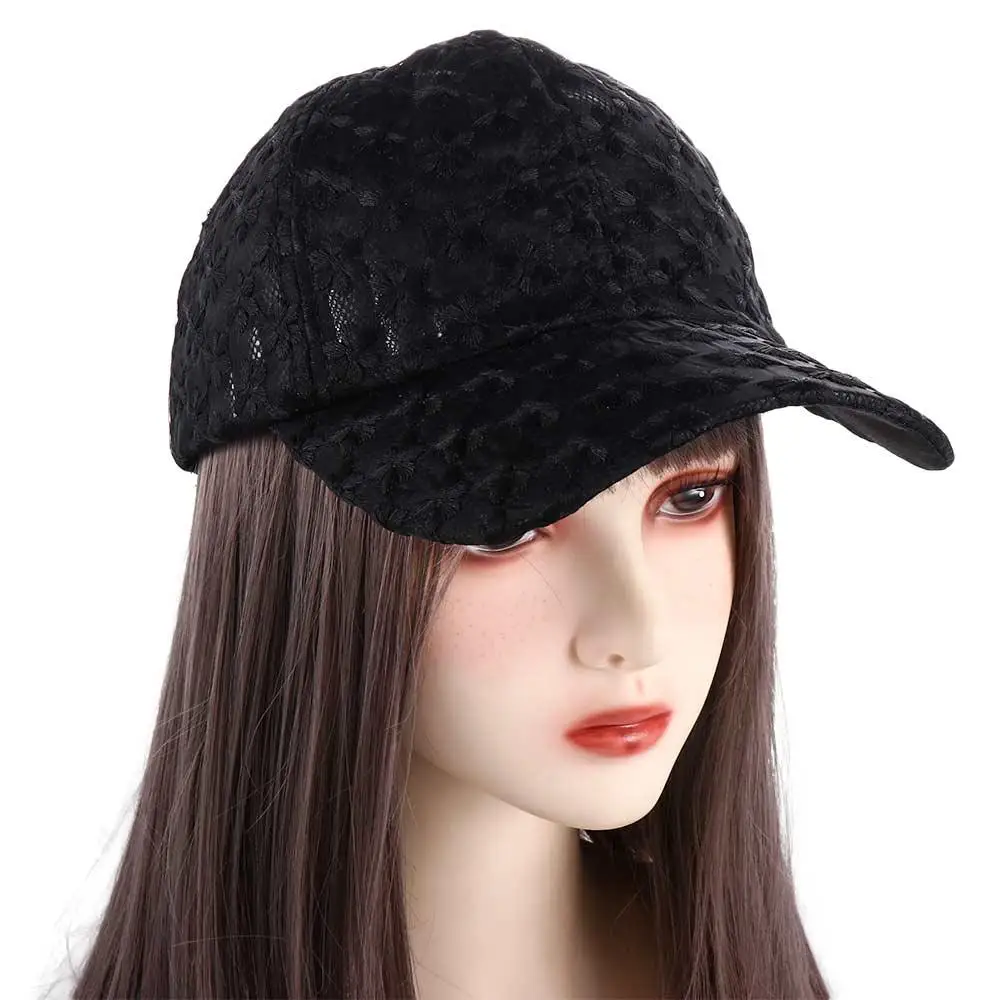 Korean Fashion Women\'s Lace Breathable Mesh Floral Hat Small Flower Baseball Caps Summer Cap Snapback Visor Cap