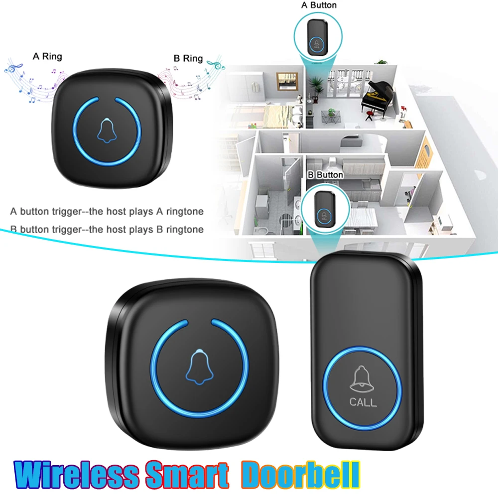 

Smart Remote Control Wireless Doorbell Super Long Range 300 Meters Ding Dong Chime Indoor Use Elderly Senior Caller Button Gift