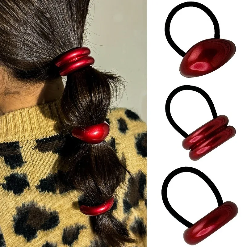 Trendy Colored Metal Arc-Shaped Hair Tie for Women Girls Elegant Practical Elastic Hairband Ponytail Hairrope Hair Accessories