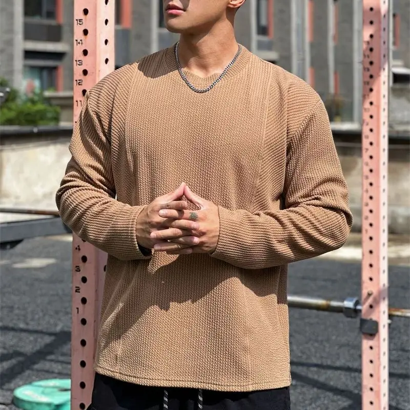Spring and autumn new street wear trend hot sell snake print loose long-sleeved men's T-shirt casual top fashion men's wear