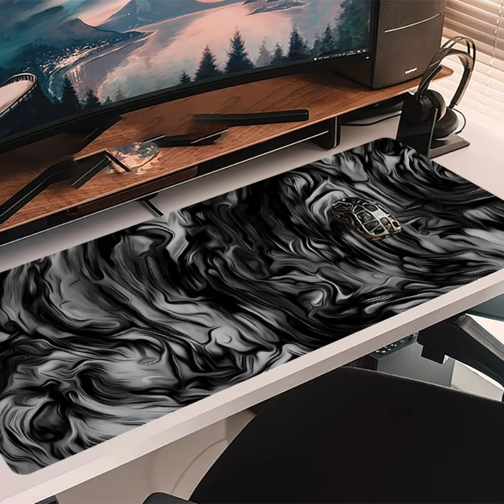 Black marble-pattern mouse pad, large-sized gaming and office keyboard pad alfombrilla ratón ordenador mousepad branco
