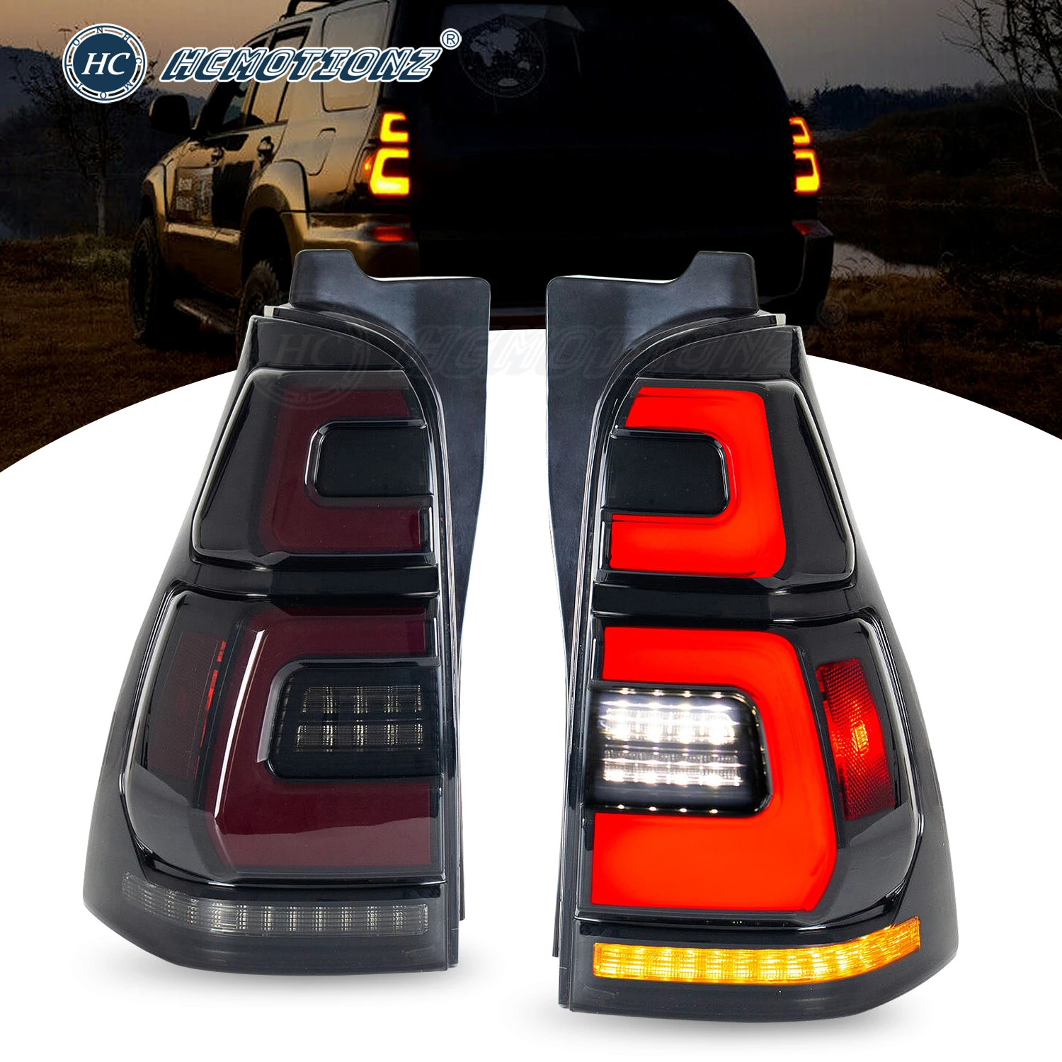 HCMOTIONZ LED Rear Lamps for Toyota 4Runner  2003-2009 4th GEN DRL Animation Tail Lights Assembly Lighting System U.S. Shipment
