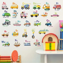 Cartoon Car English Letter Wall Sticker For Children's Room Wall Decoration Of Kindergarten Early Education Stickers