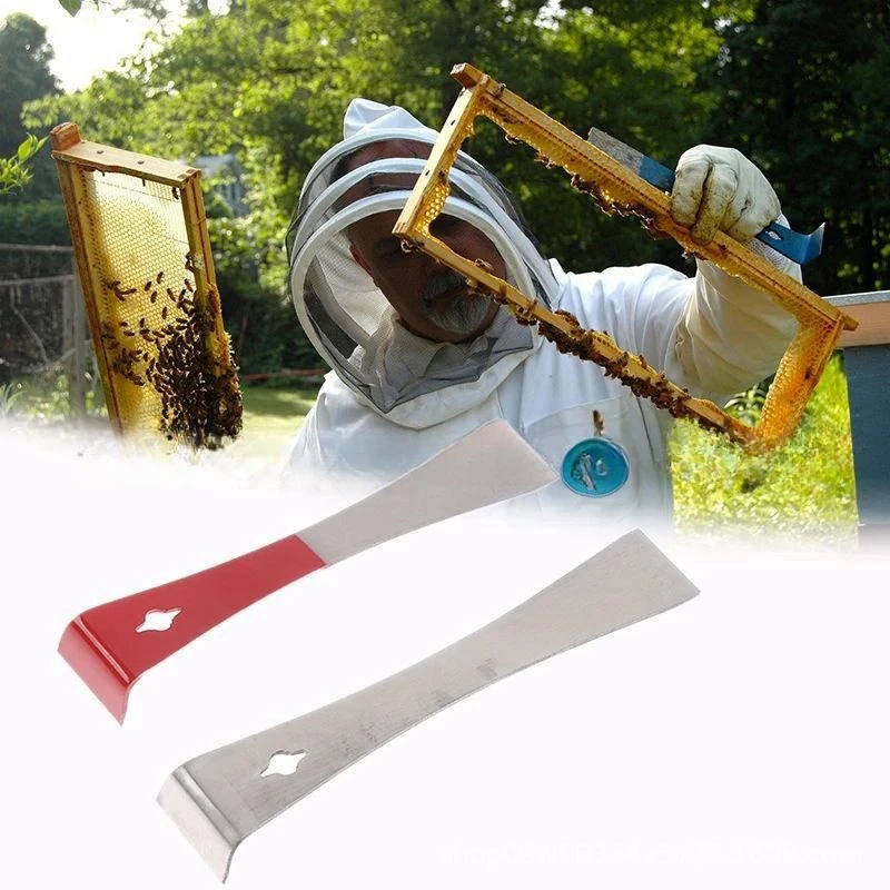 1Pcs Beekeeping Equipment Red 26cm Stainless Bee Hive Tool Frame Lifter and Scraper J Shape Hook Beekeeper Tool Scraping Knife