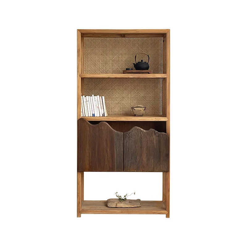 

Solid wood Bogu shelf, wabi-sabi style bookshelf, Chinese shelf, old elm tea room, tea , homestay shelf decoration