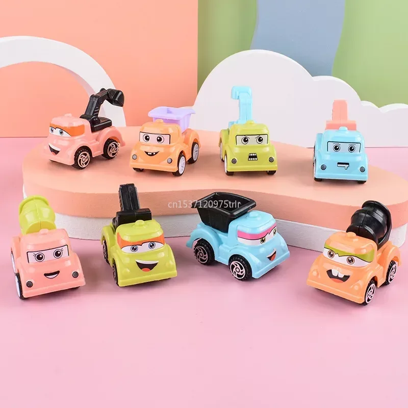 

Mini Toy Car Trailer Car Model Boy 1-2-3 Years Old Pull Back Car Cartoon Engineering Truck Fire Truck Kids Gifts Color Random