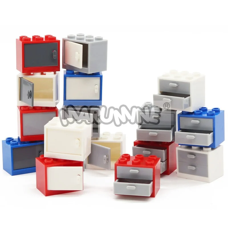 MARUMINE MOC City Street View Building Blocks Accessori 10PCS Cassetto dell'armadio Modello in mattoni Parti compatibili con 92410 4533 4536
