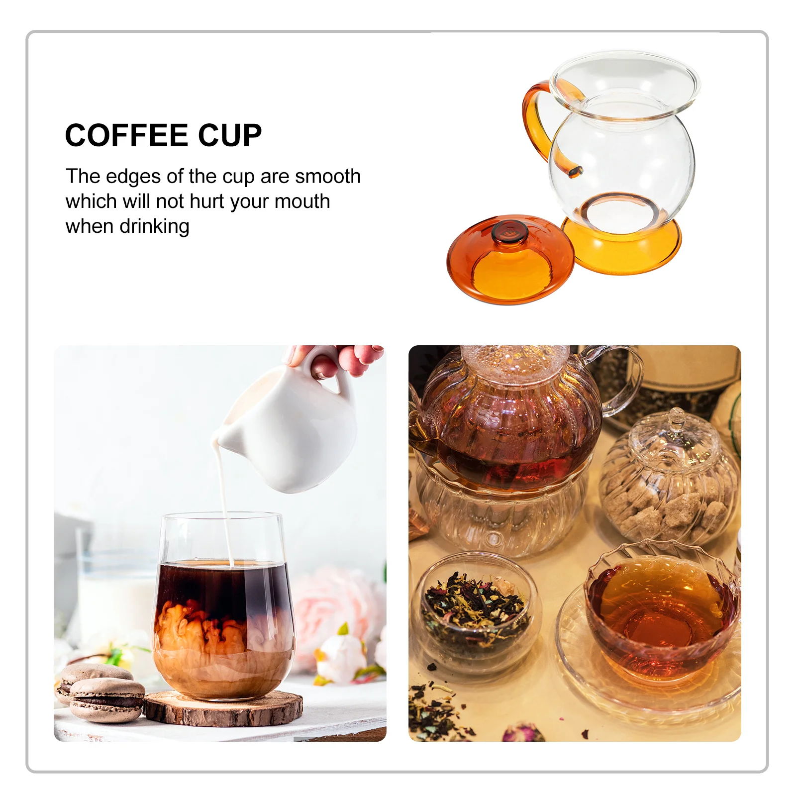

Retro Spittoon Shaped Glass Mug Smooth Edge Coffee Tea Milk Juice Drinking Cup Household Water Cup Covered Glass Mug
