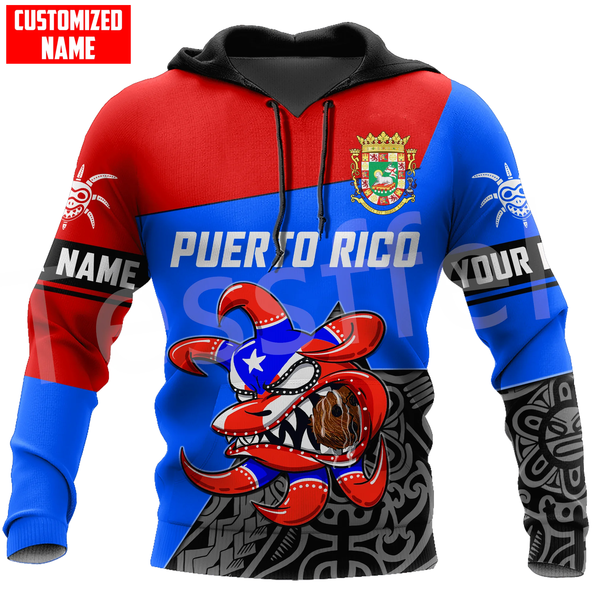 

Boricua Country Flag Puerto Rico Taino Tattoo Caribbean Sea Retro Tracksuit 3DPrint Men/Women Casual Funny Jacket Zip Hoodies 14