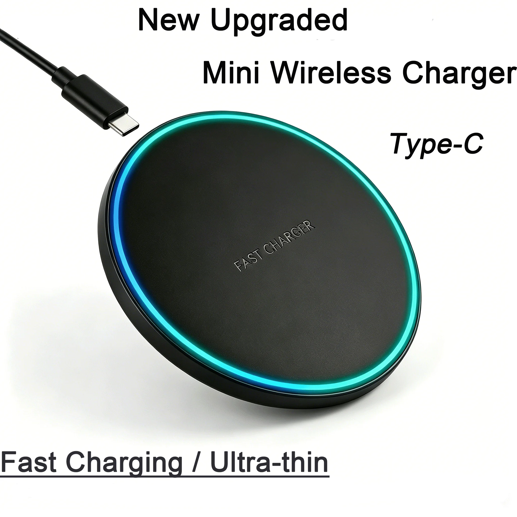 Wireless Charger Pad, Fast Induction Charging. Compact & Portable, Compatible with iPhone, Samsung and Apple Earphones.