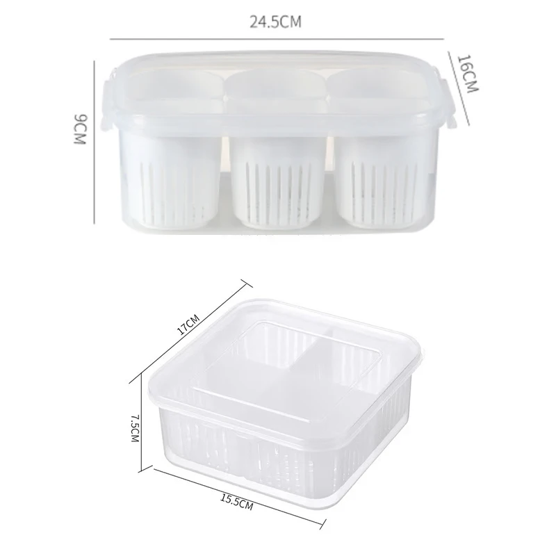 Refrigerator Storage Box 4/6 Compartment Food Vegetable and Fruit Storage Box Fridge Organiser  Kitchen Storage Container