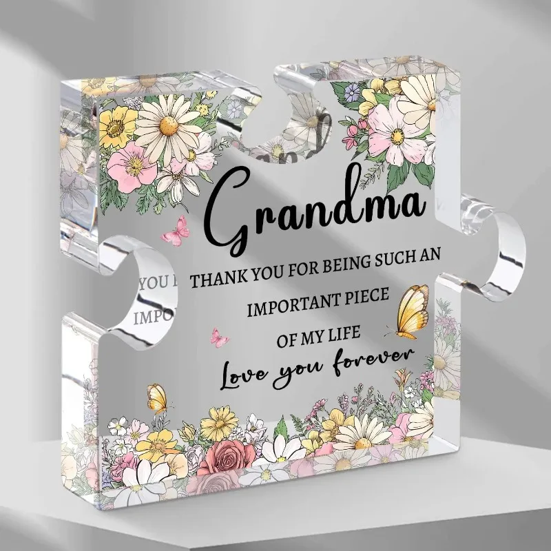 Grandma Gifts from Granddaughter Grandson 3.9 Inch Grandma Plaque Mothers Day Gift for Grandma Grandmother Birthday Gifts Grandm