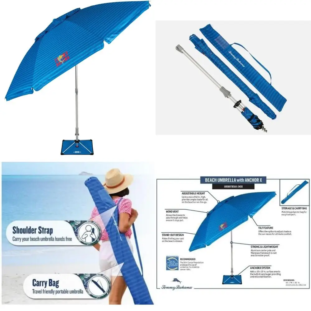 

blue 2019 beach umbrella - durable shade for coastal relaxation