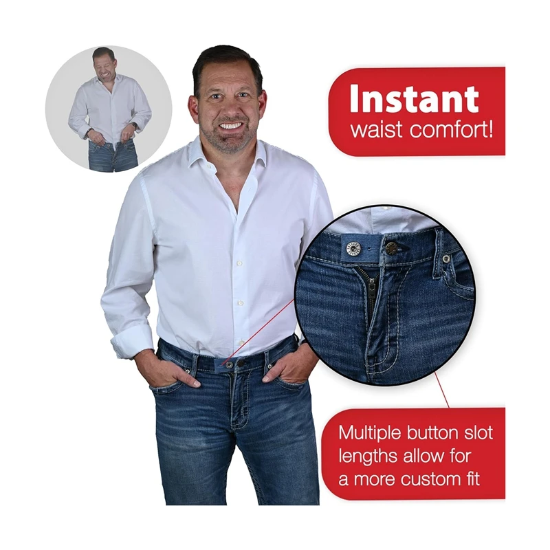 Extensor de botão para calças cintura, Jeans Extender, durável, vários estilos, homens e mulheres, 6 peças