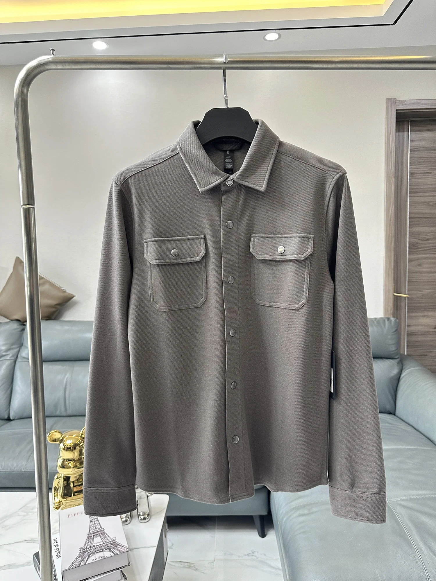 Spring Vintage Men's Long Sleeve Shirt Knitted Cotton Polyester Elastic Casual Lightweight Workwear Fluffy Air Feel