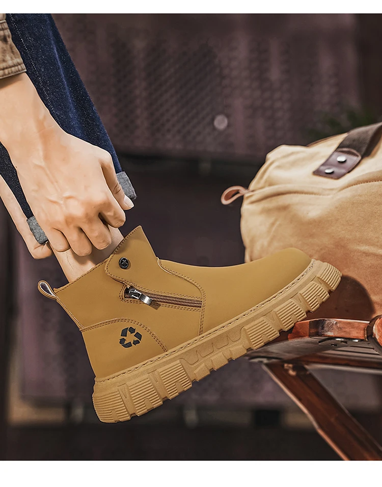 Herren-Freizeitstiefel mit hohem Schaft und seitlichem Reißverschluss, atmungsaktiv und bequem für Outdoor-Sportarten, Wandern und Trekking. – Detail 9