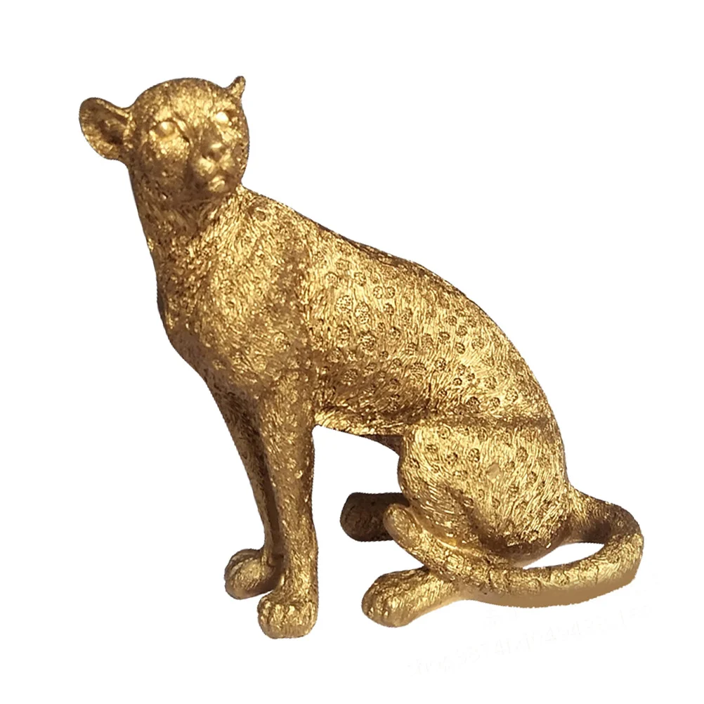

1Pcs Resin Leopard Handicraft Adornment Desktop Golden Wild Animal Decor Educational Animal Ornament Leopard
