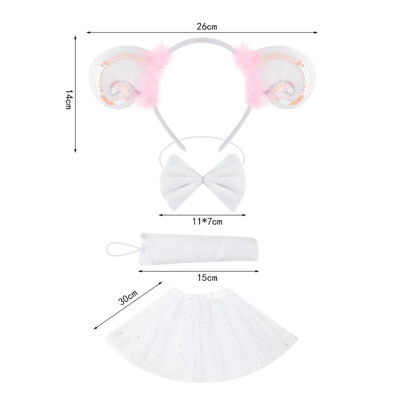 양 의상 세트 역할 놀이 무대 공연을위한 귀 머리띠가있는 동물 의상 액세서리 생일 파티 할로윈 파티