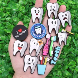 1-14Pcs PVC Toothbrush Dental Health DIY Children Teeth Shoe Charms Accessories Dentist Designer Ornament