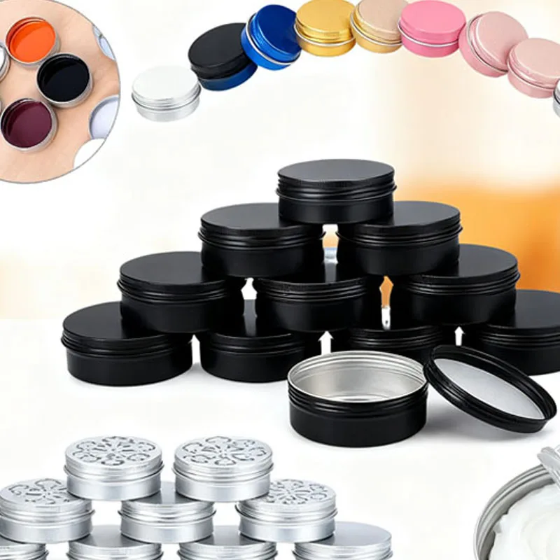 10Pcs 5g-60g Aluminum Tin Jar for Cream Balm Nail Candle Cosmetic Container Refillable Bottles Tea Cans Metal Box Candle Jars