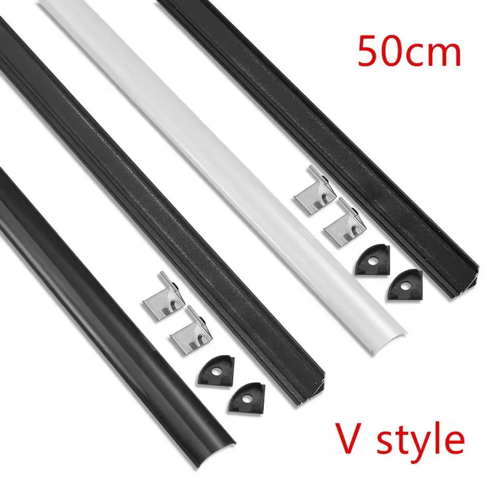 1-35Pcs Silver/Black LED Aluminum profile 0.5m/pcs LED Channel Holder Diffuser PC Cover U/V shape Corner for 2835 5050 COB Light