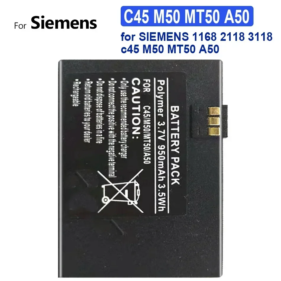 

Аккумулятор для мобильного телефона C 45 M 50 MT 50 A 50 950 мАч для SIEMENS 1168 2118 3118 C45 M50 MT50 A50