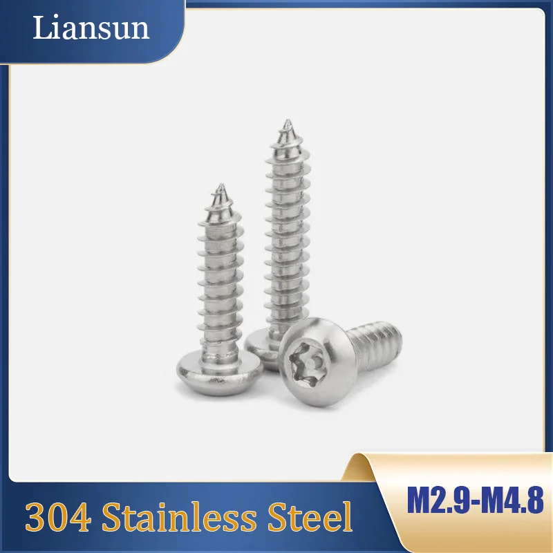 

10-50pcs Torx Button Head Self Tapping Security Anti Vandal Wood Screws M2.9 M3.5 M3.9 M4.8 304 Stainless Steel Length 6.5-38mm