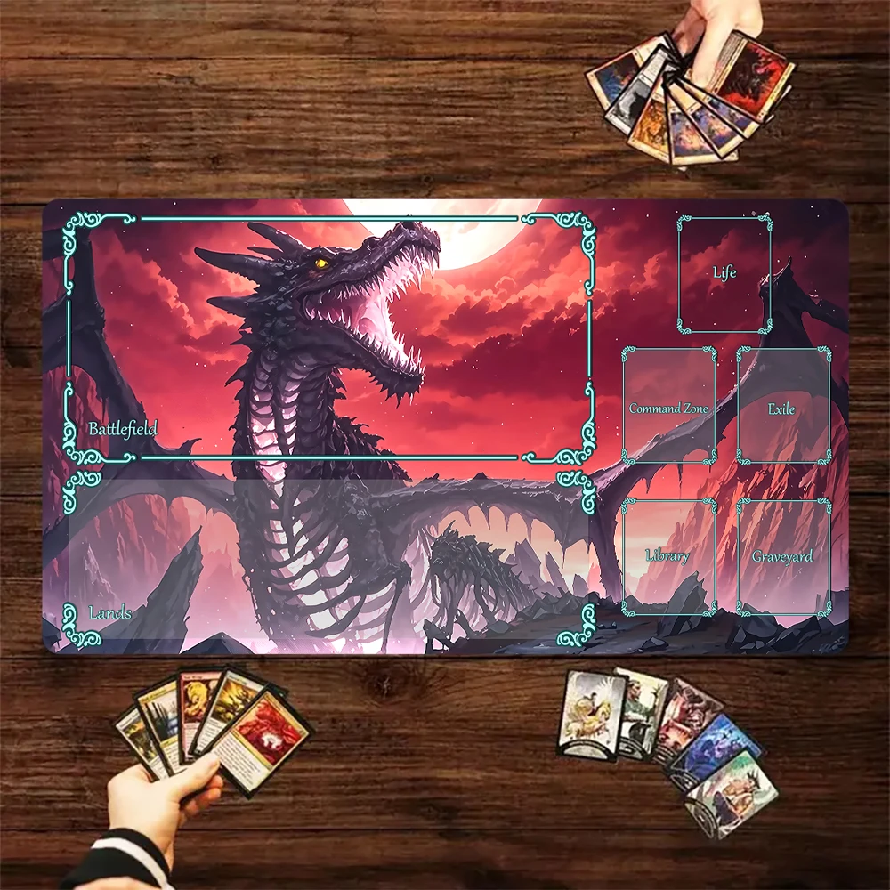 Magic Card Playmat with zone Black Devil Dragon theme anime MTG playmat gathering game mat Desk Mat Commander Battle playmat