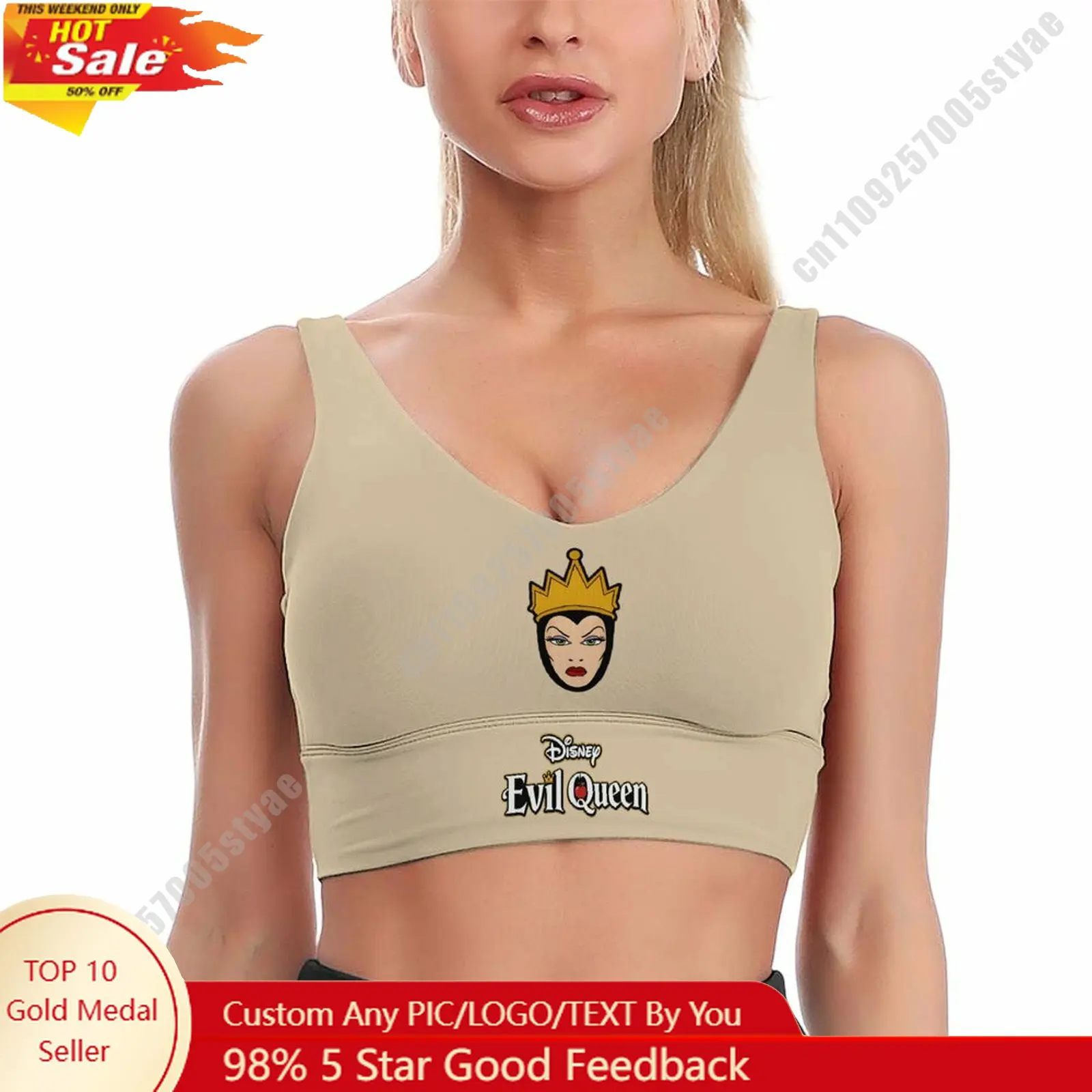 

The Evil Queen Sports Bra Disney Character Custom Breathable Underwear Running Fitness Push Up Bra Fresh Fashionable Gifts