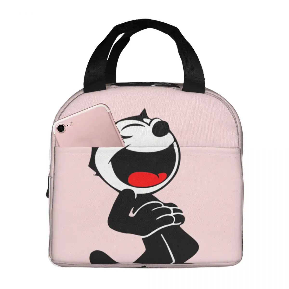 Children's School Laughing Zipper Closure Fashion F-Felix The Cat Cartoon Bento Box Students Food Bags