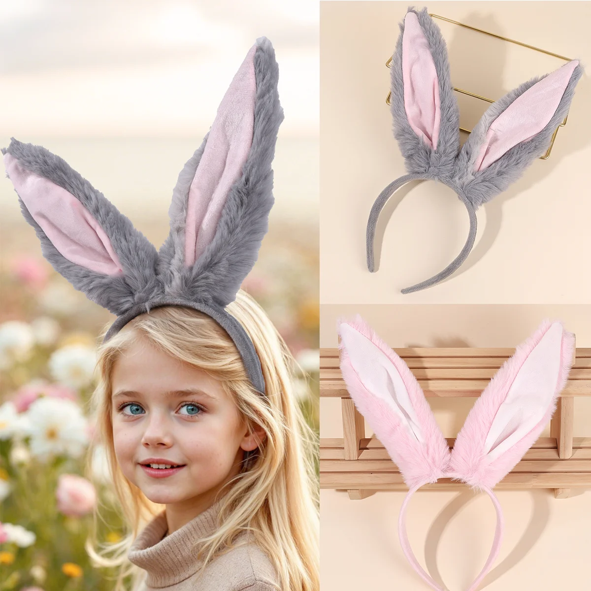 Cosplay coelho comer bandana kawaii fuzzy orelhas de coelho faixa de cabelo argola para menina crianças doce festa headwear tiara acessórios para o cabelo