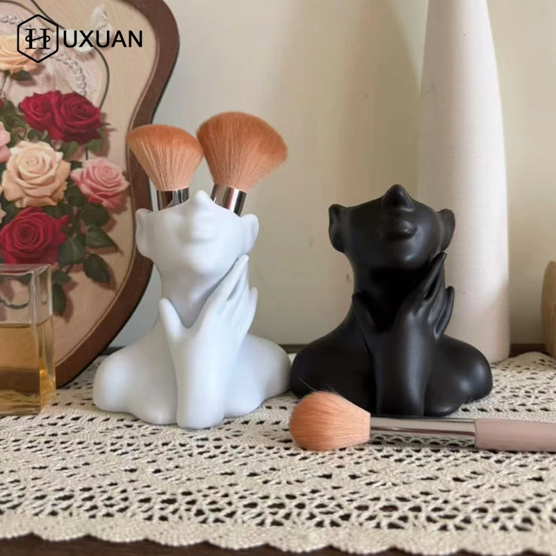 NEW!Creative Human Body Art Vase Makeup Brush And Pen Holder Multi-Functional Desk Organizer Statue Ornament Home Office Decor