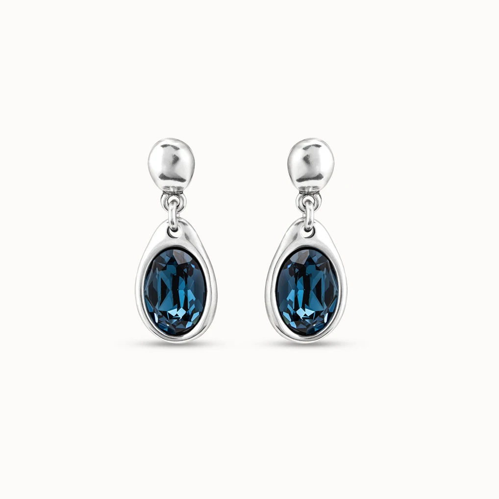 Boucles d'oreilles ovales en saphir de mer profonde, design rétro élégant incrusté, texture légère et luxueuse, présentation du tempérament