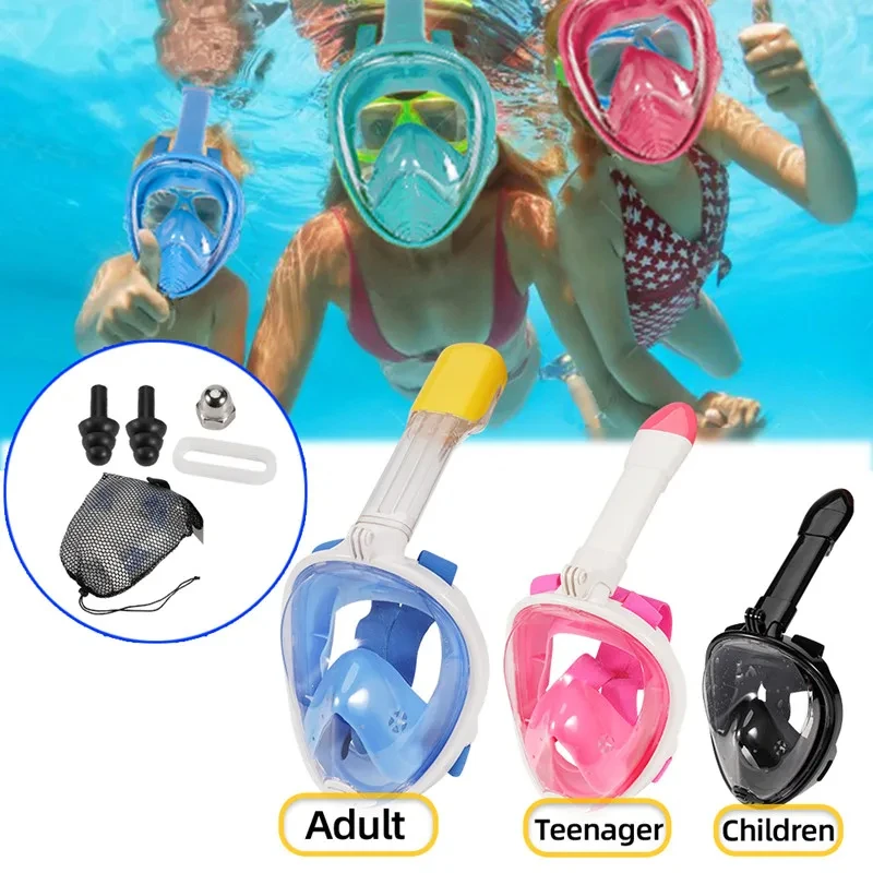 

Underwater Snorkeling Full Face Children Swimming Mask Set Scuba Diving Respirator Masks Anti Fog Safe Breathing for Kids Adult