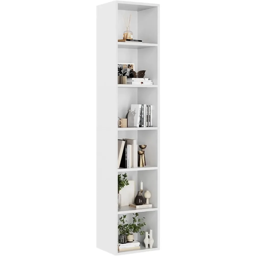

71.5" Tall Narrow Bookshelf, 6-Tier Cube Display Rack, Modern Corner Bookshelf with Storage Space, CD Storage Cabinet