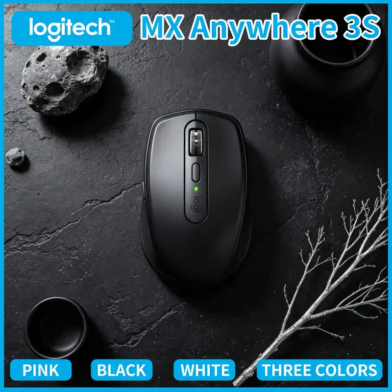 人間工学に基づいたロジクール-mx-anywhere-3s-8k-dpi-ガラス製トラッキング、ハイパースクロール、サイレントクリック、滑り止めグリップ、オフィスや旅行に最適