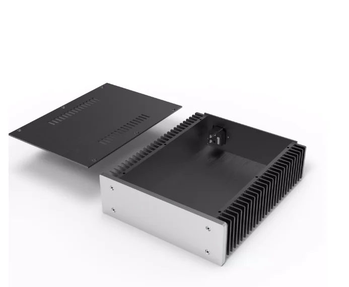 All-Aluminum DIY Audio Chassis Case 2107 with Side Heat Sinks for Amplifier
