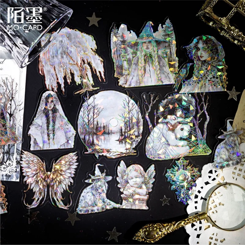 20 Stück/Set Dunkler Stil 3D Laser-Aufkleber-Set Gotische DIY Scrapbooking Journal Dekorative Aufkleber Bastelbedarf