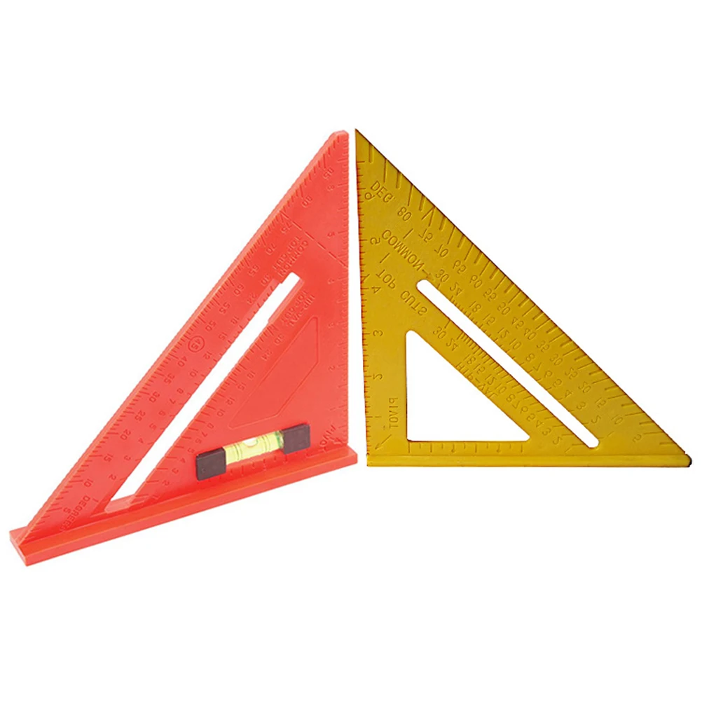 

7 Inch Carpentry Square Triangle Metric Ruler Triangular Aluminum Orange Protractor Durable High Precision Woodworking Building