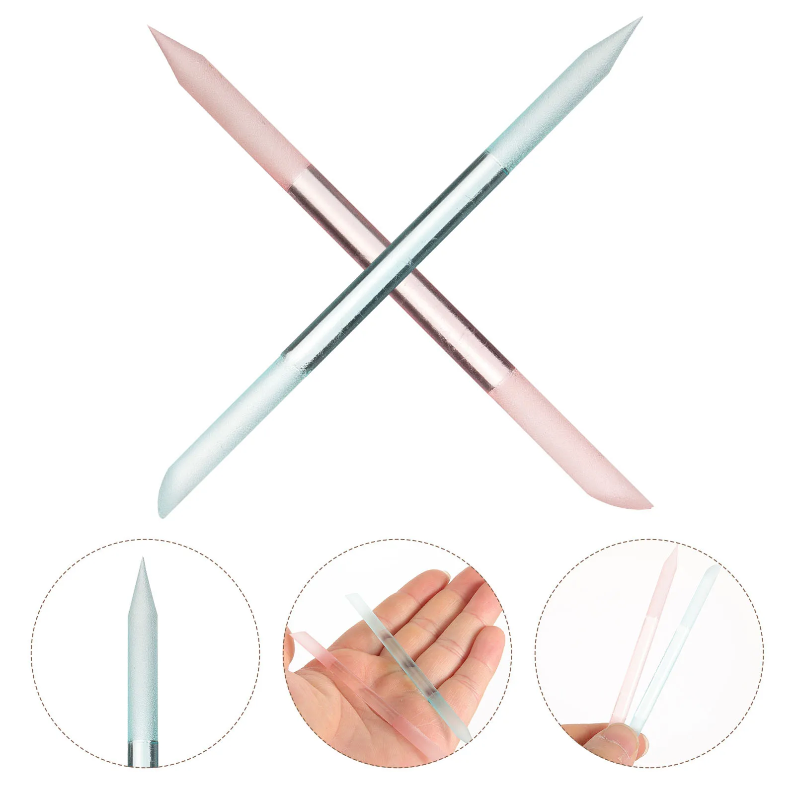 2Pcs Glass Nail File Portable Manicure Tool Cylinder Nail Buffing File Smooth Polishing Strip Salon Supply Glass Polishing Strip